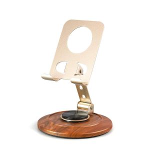 Wooden Metal Rotating Phone Stand Holder