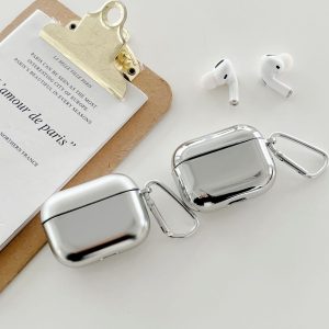 Silver AirPods Case with Hook Protective
